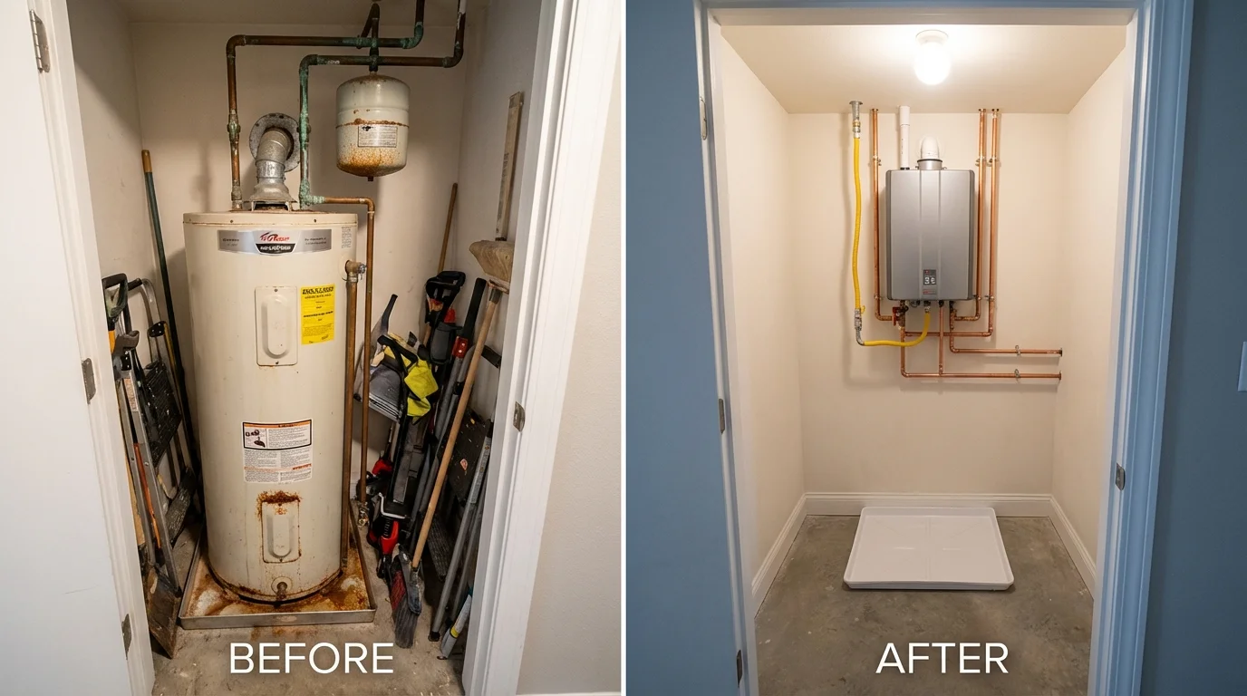 Tank water heater versus wall-mounted tankless unit comparison for Chester, VT homeowners
